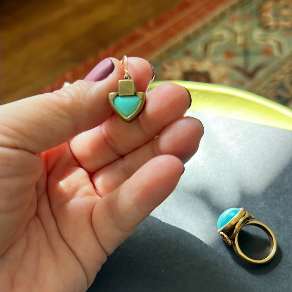 Silpada SET Turquoise and Brass size 7 and drop earrings - Picture 10 of 10